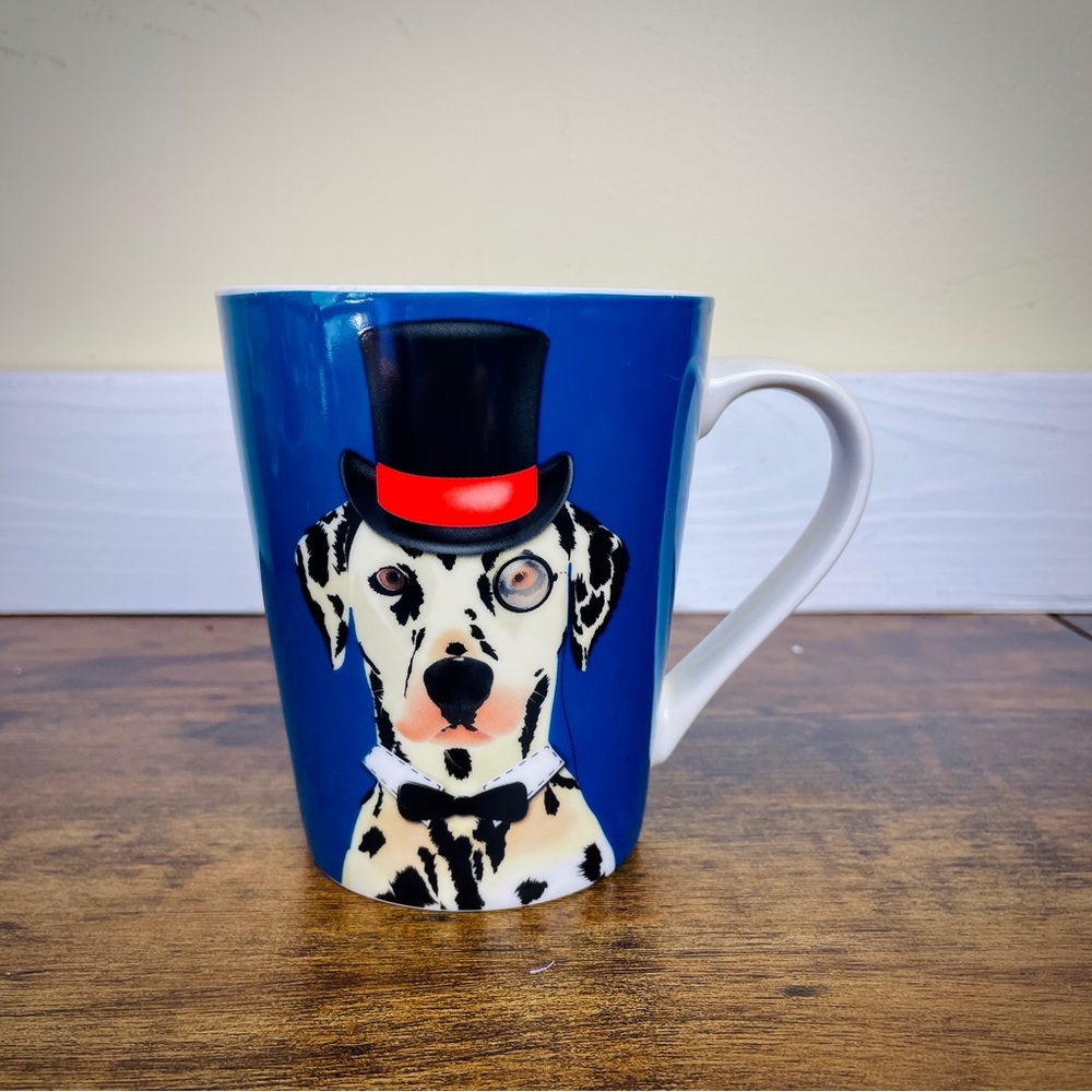 Christopher Vine The Mob Dogs Blue Dalmatian Mug with Top Hat and Monocle Design